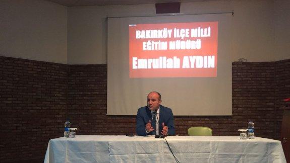 İlçe Milli Eğitim Müdürümüz Emrullah Aydın "Bilge Gençlik Söyleşileri" için Ataköy Cumhuriyet Anadolu Lisesi´nde...